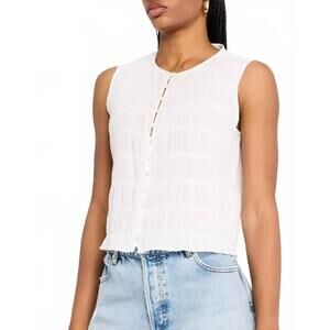 NEW FRAME the smocked tank in white